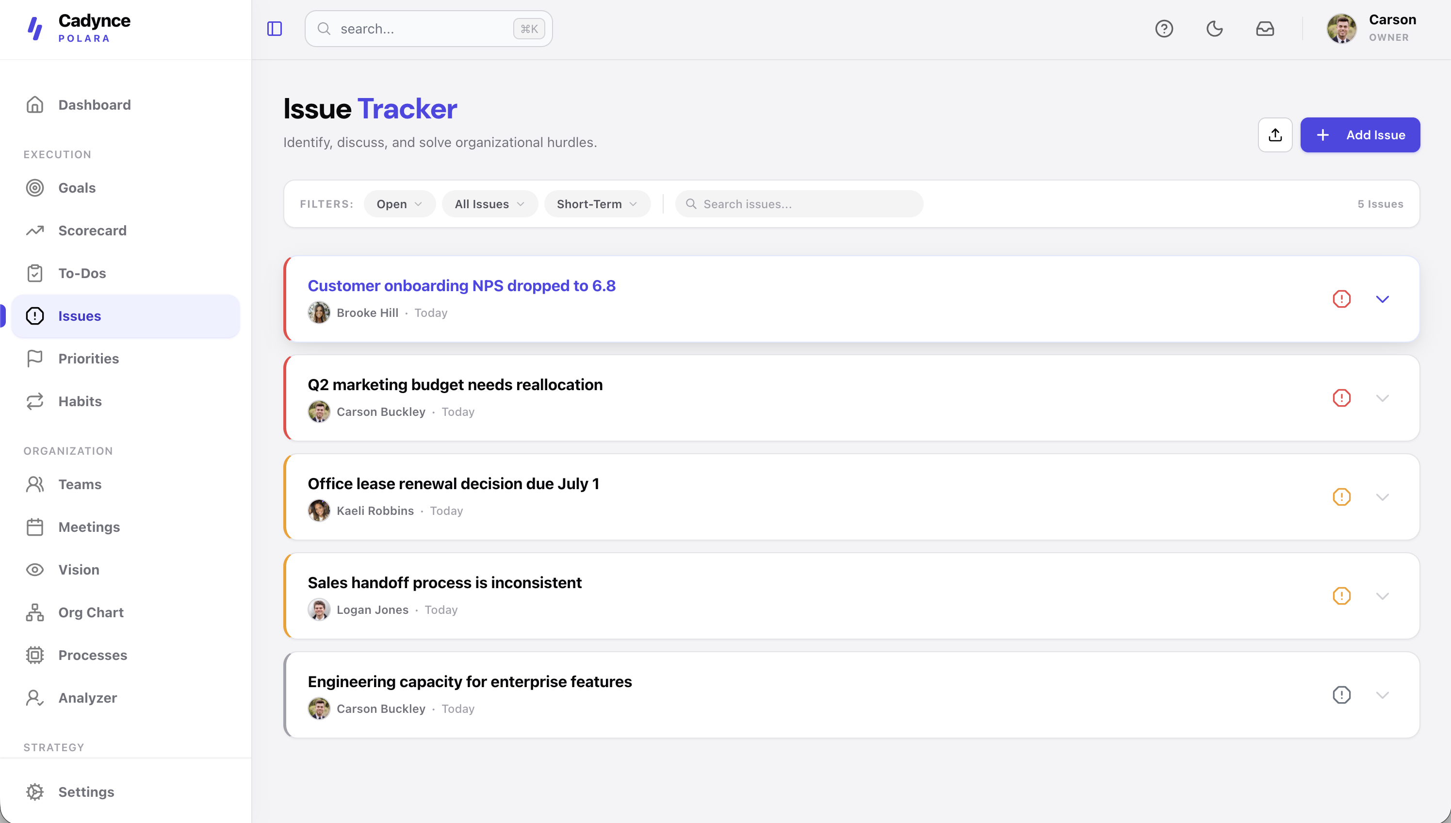 Cadynce Issue Solver — app screenshot